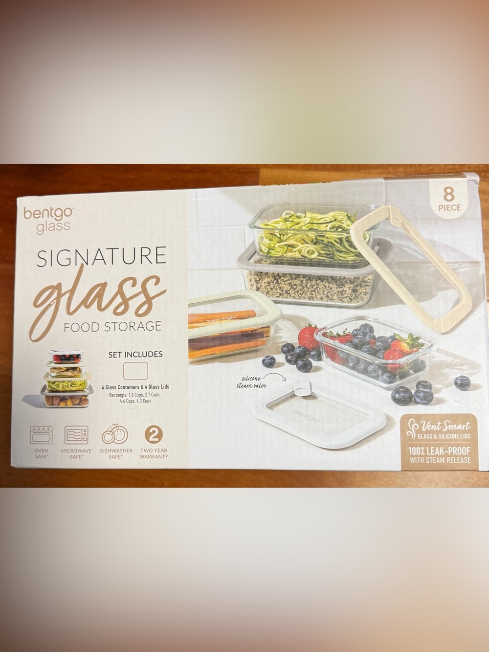 bentgo glass Signature Glass Food Storage Set with White Lids
